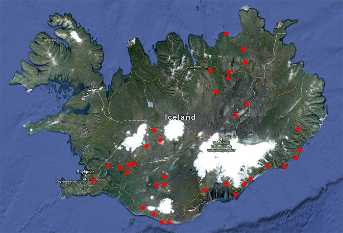 Iceland Photo Tour 2013 locations