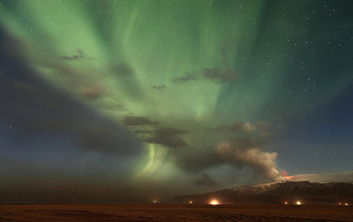 Volcanic Aurora over Eyjafjallajökull, Iceland Volcanic Aurora over Eyjafjallajökull, Iceland