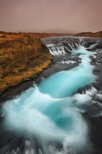 Autumn Rain over Brúarfoss.