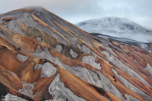 Colors and patterns of Austurbarmur near Landmannalaugar.