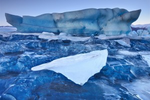 Crystal Blue Ice of an Iceberg.