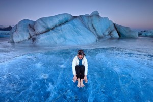 My Wife freezing the the Lagoon.