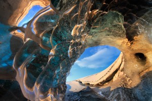 Colorful Patterns in an Ice Cave in Vatnajökull Ice Cap.